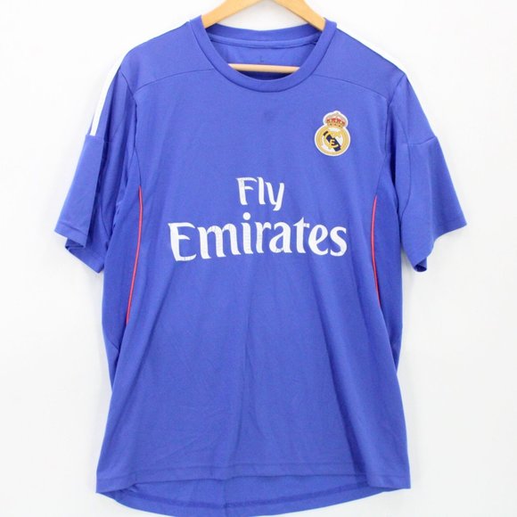 Vintage Real Madrid Fan Jersey Mens Blue Short Sleeve Crewneck Polyester L - Picture 1 of 9